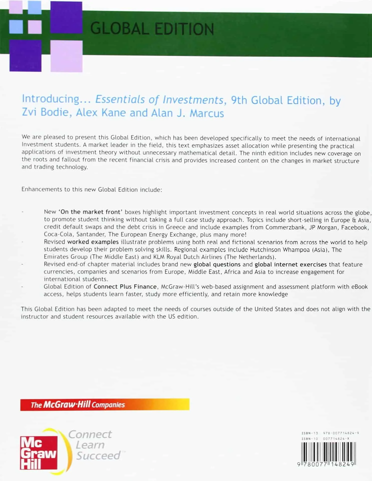 essentials of investments 9e global backcover